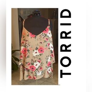 Torrid 5x Tan Floral Handkerchief Cami Torrid 5x Tan Floral Handkerchief Cami